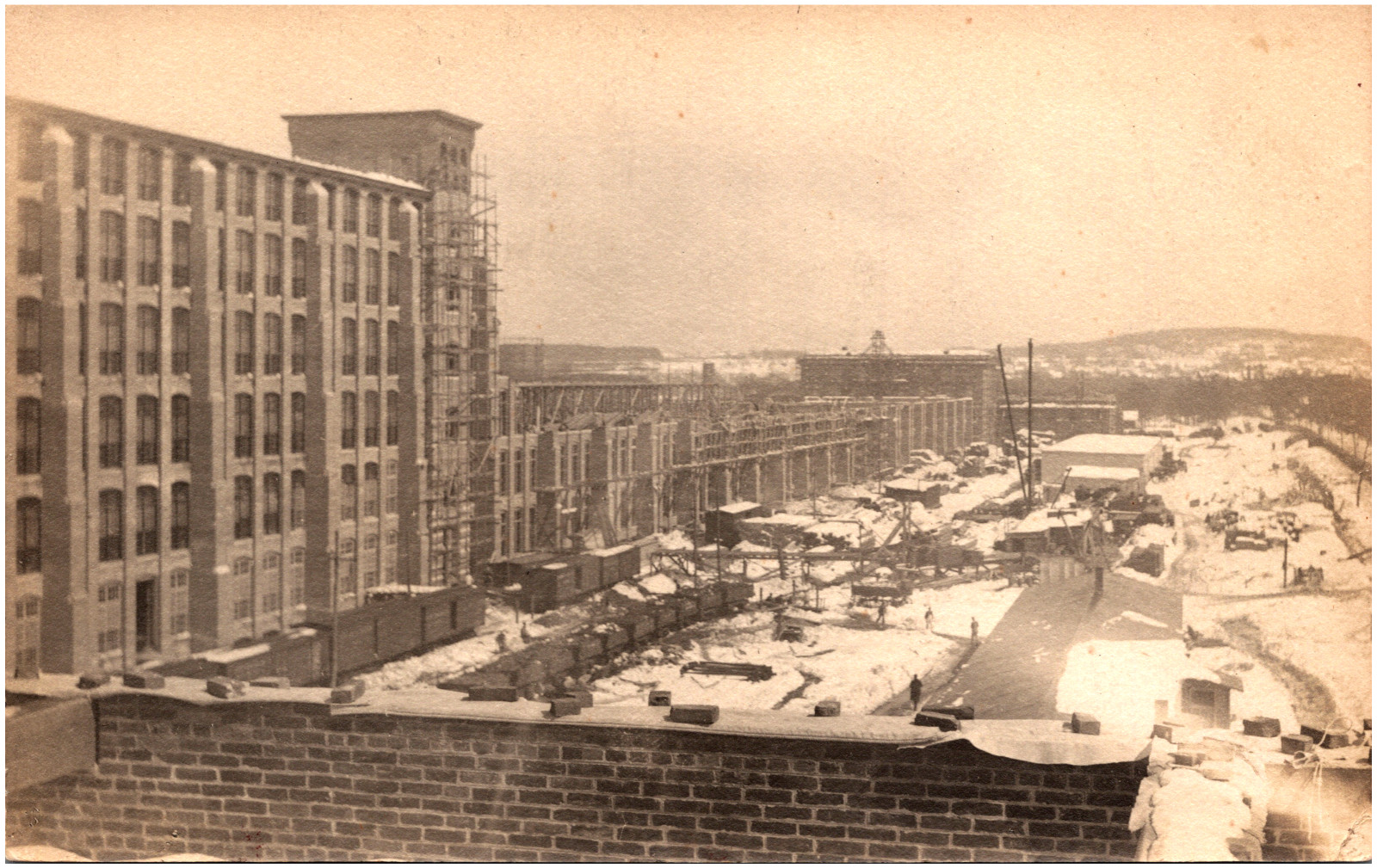 Construction of Amoskeag Mill Building Manchester New Hampshire 1900s RPPC Photo