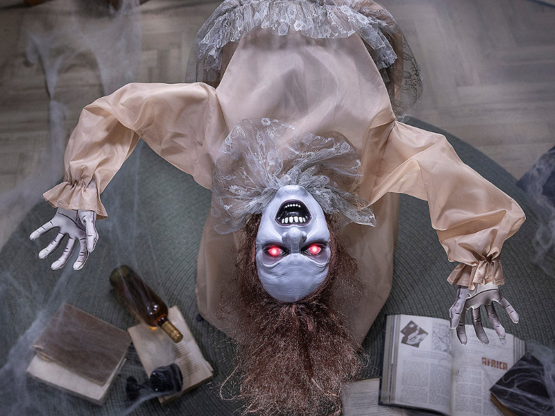 Possessed Creepy Lady Animatronic 4 Ft Bent Backwards Scary Halloween Prop Girl