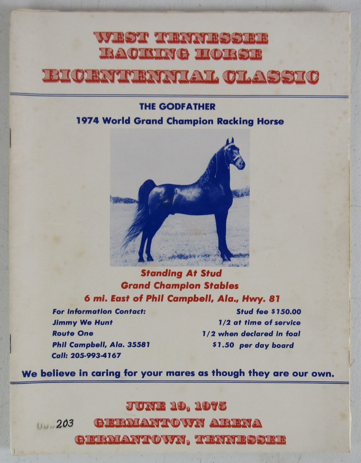 West Tennessee Racking Horse Program 1975 Germantown TN MZ5