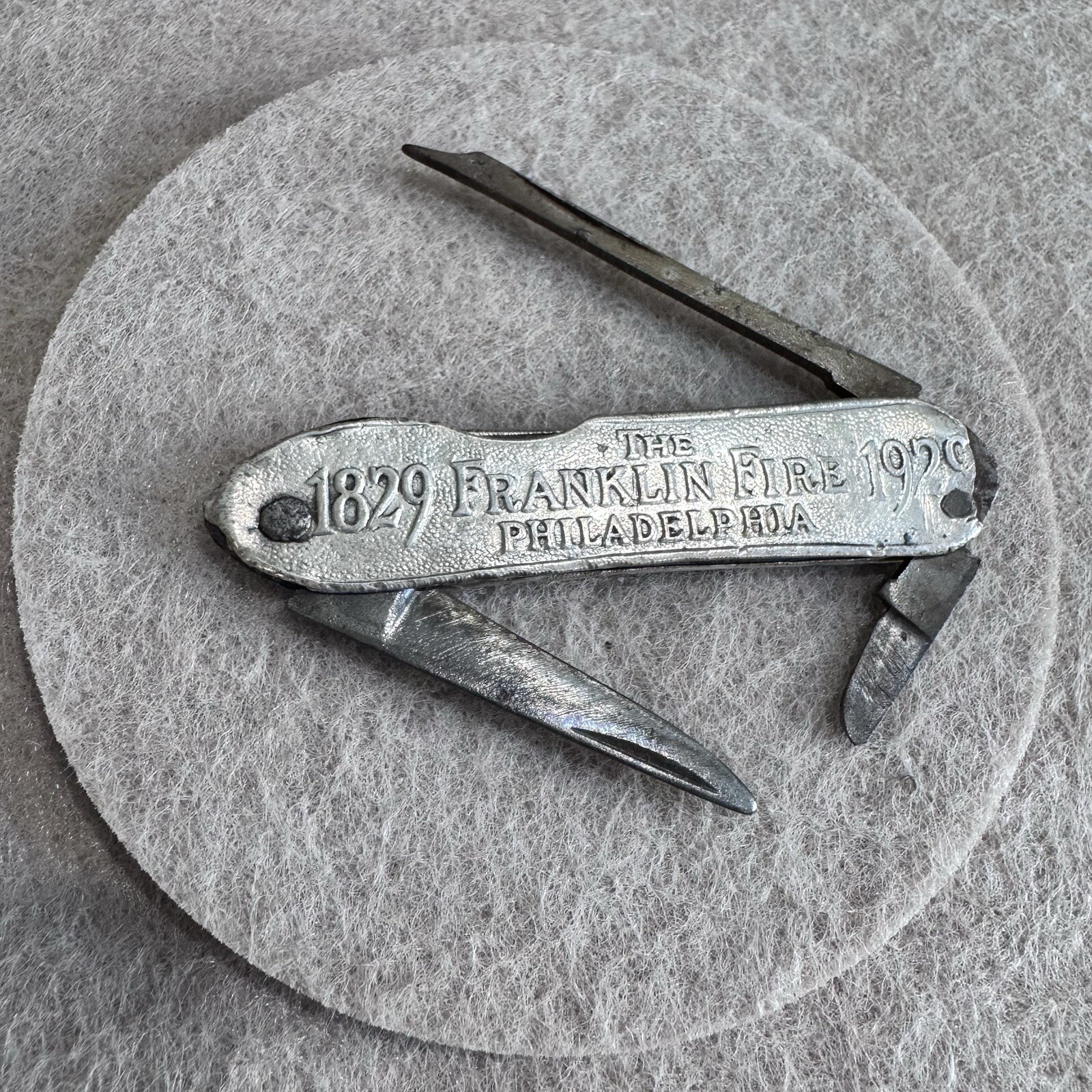 Vintage The Franklin Fire Insurance Company Philadelphia Sterling Pocket Knife