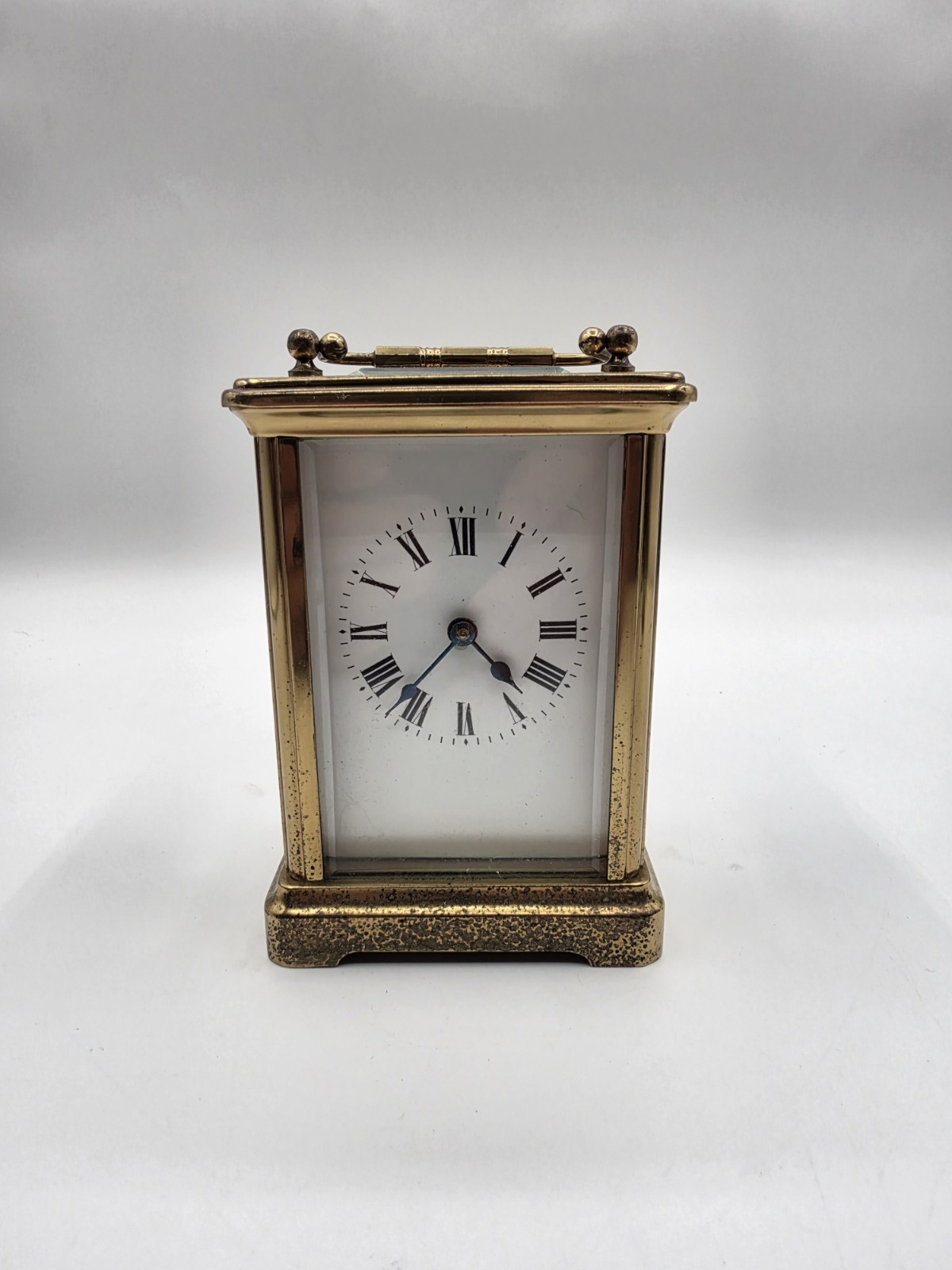 Antique French Victorian Brass & Beveled Glass Carriage Clock (UNTESTED)