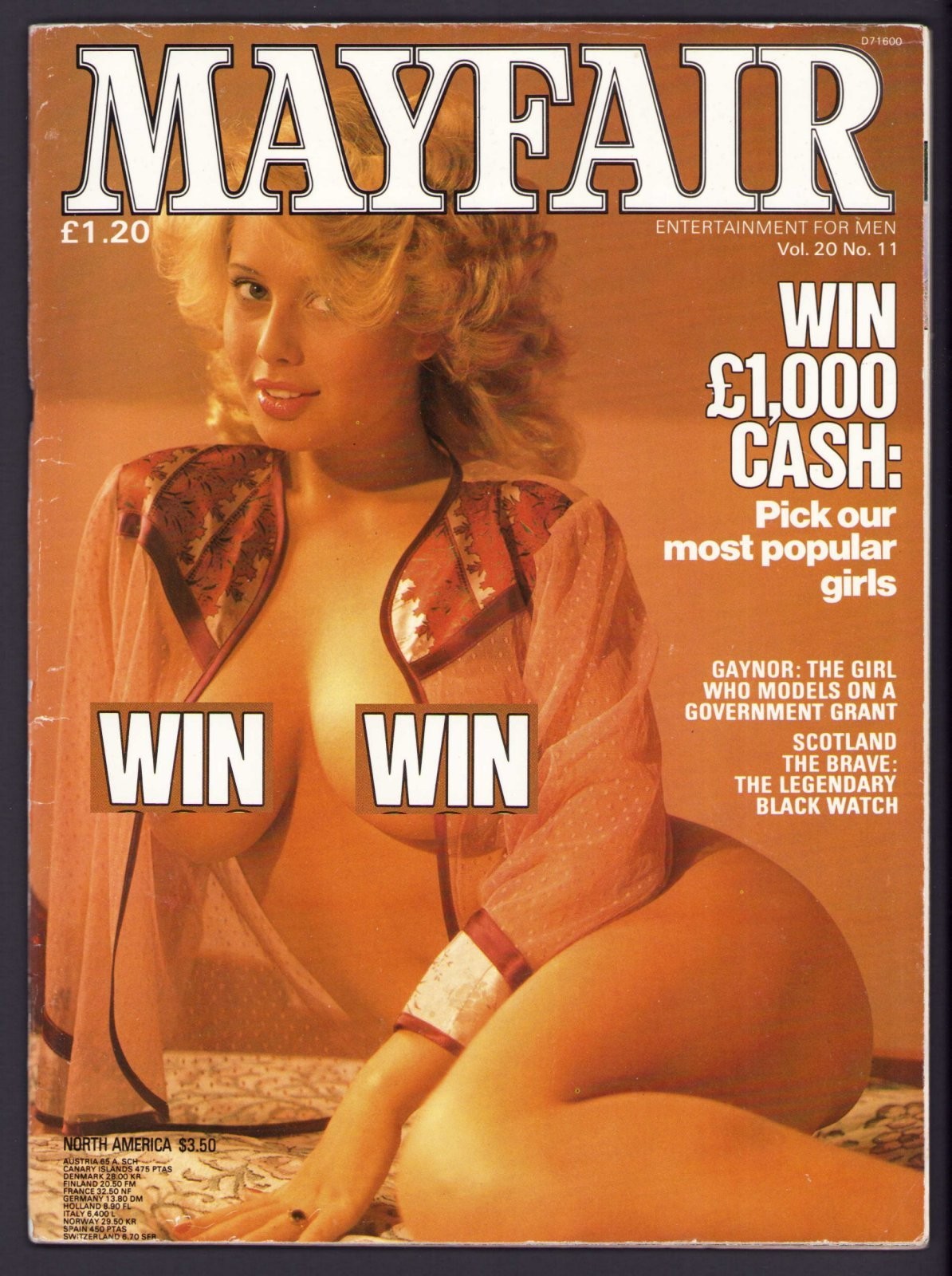 VINTAGE PLAYBOY MAYFAIR VOL 20 No 11 NOVEMBER 1985 MAGAZINE GIRL PINUP ART PHOTO