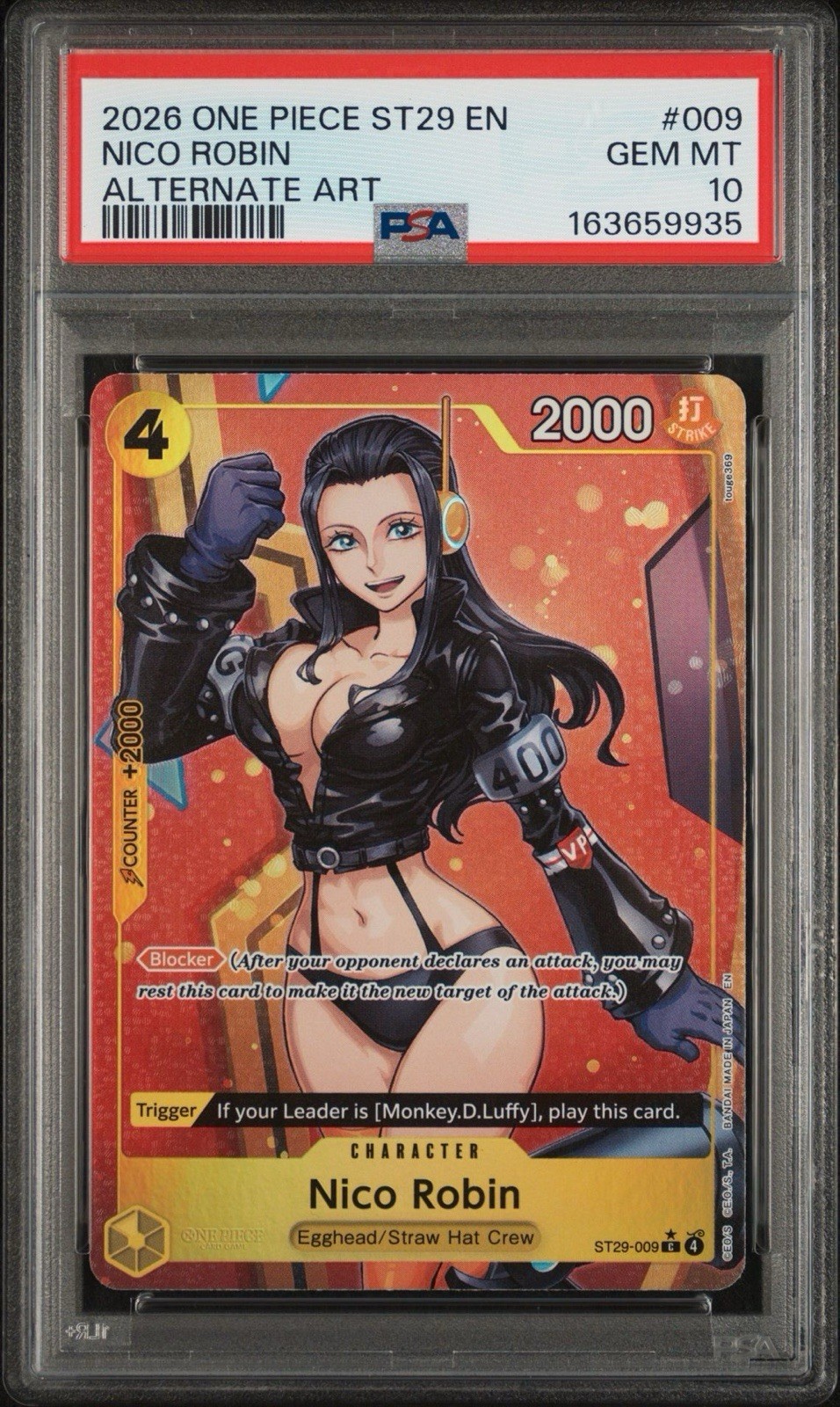 2026 ONE PIECE STARTER DECK ST29-EGGHEAD #009 NICO ROBIN ALTERNATE ART PSA 10