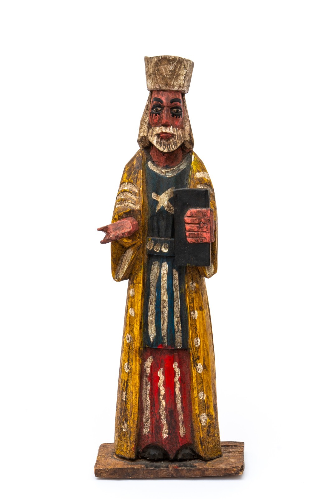 Vintage Central American Folk Art Carved Wood Painted Santo Saint Figure