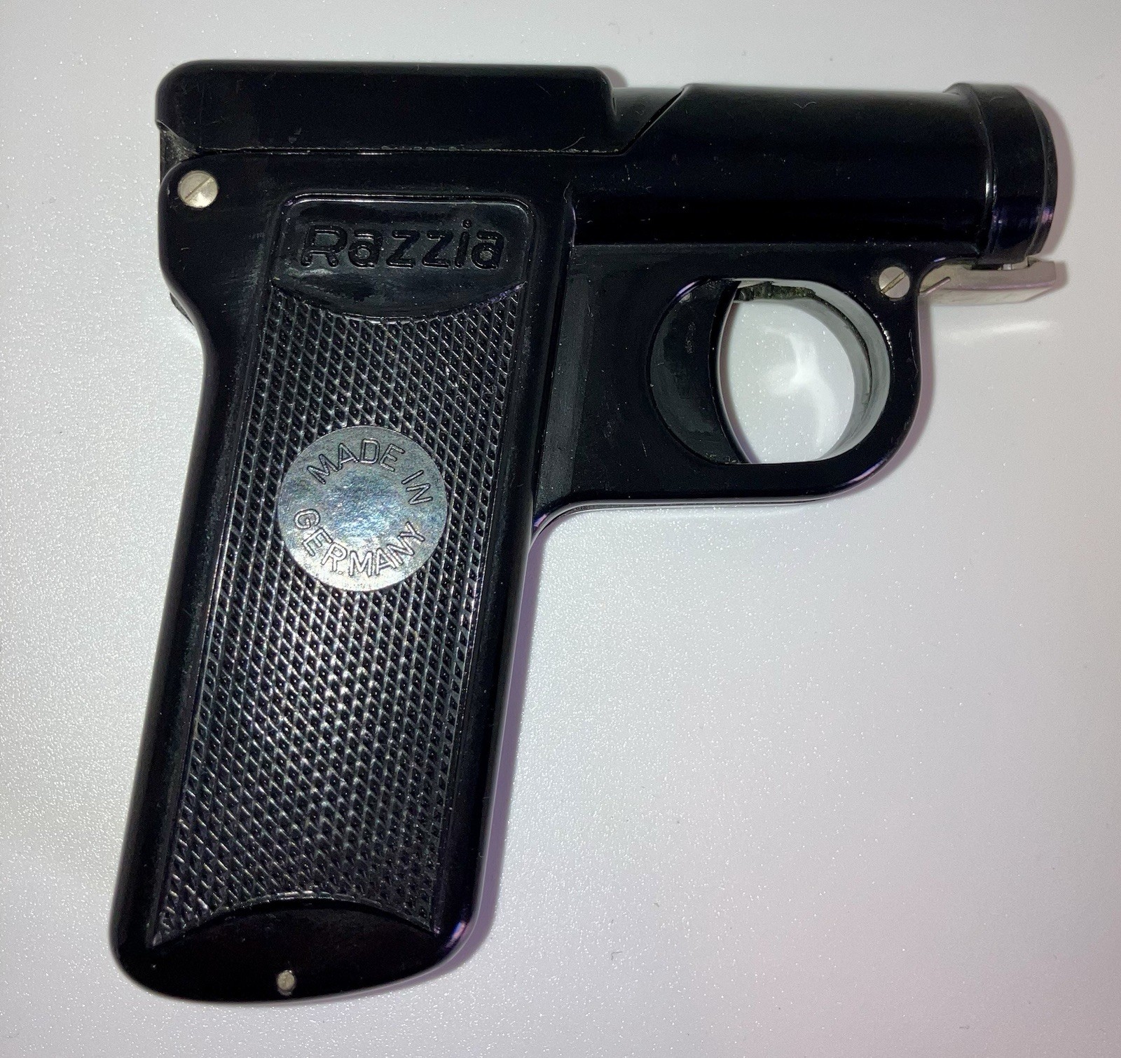 Vintage 1940s Razzia Bakelite Pistol Lighter W/Hidden Cig Compartment Germany