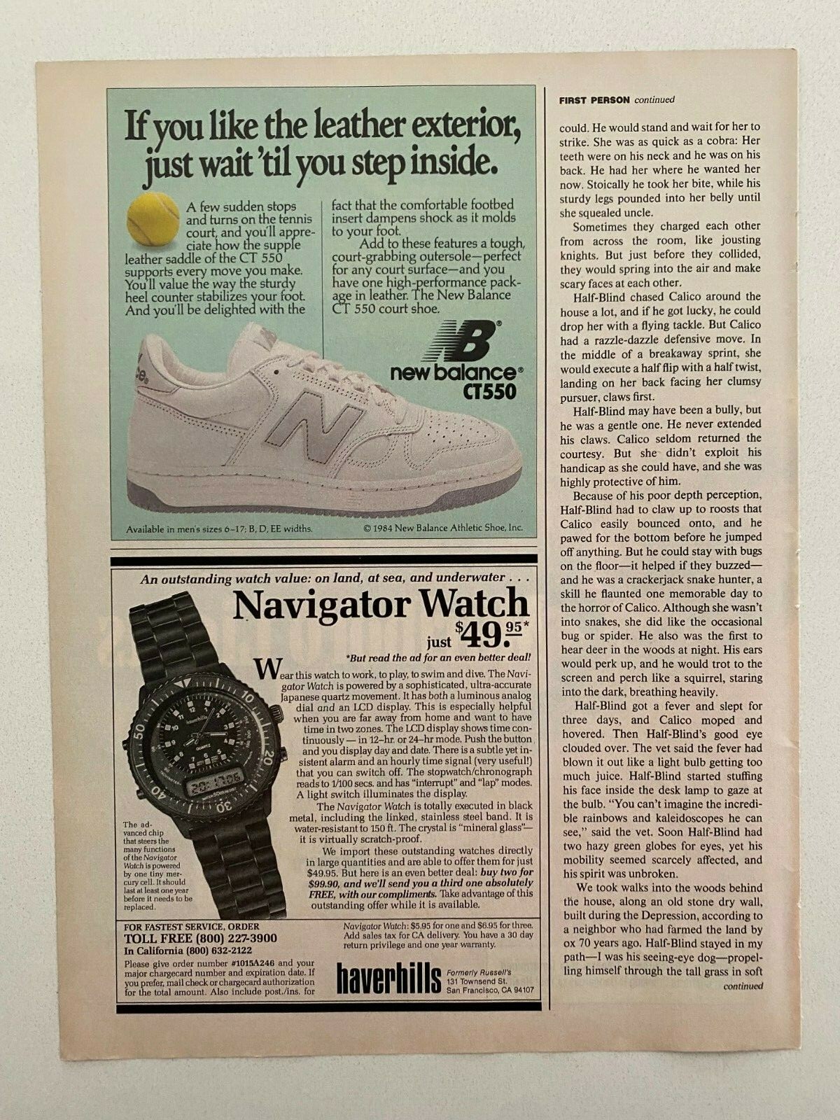 haverhill's Navigator Watch Vintage 1985 Print Ad