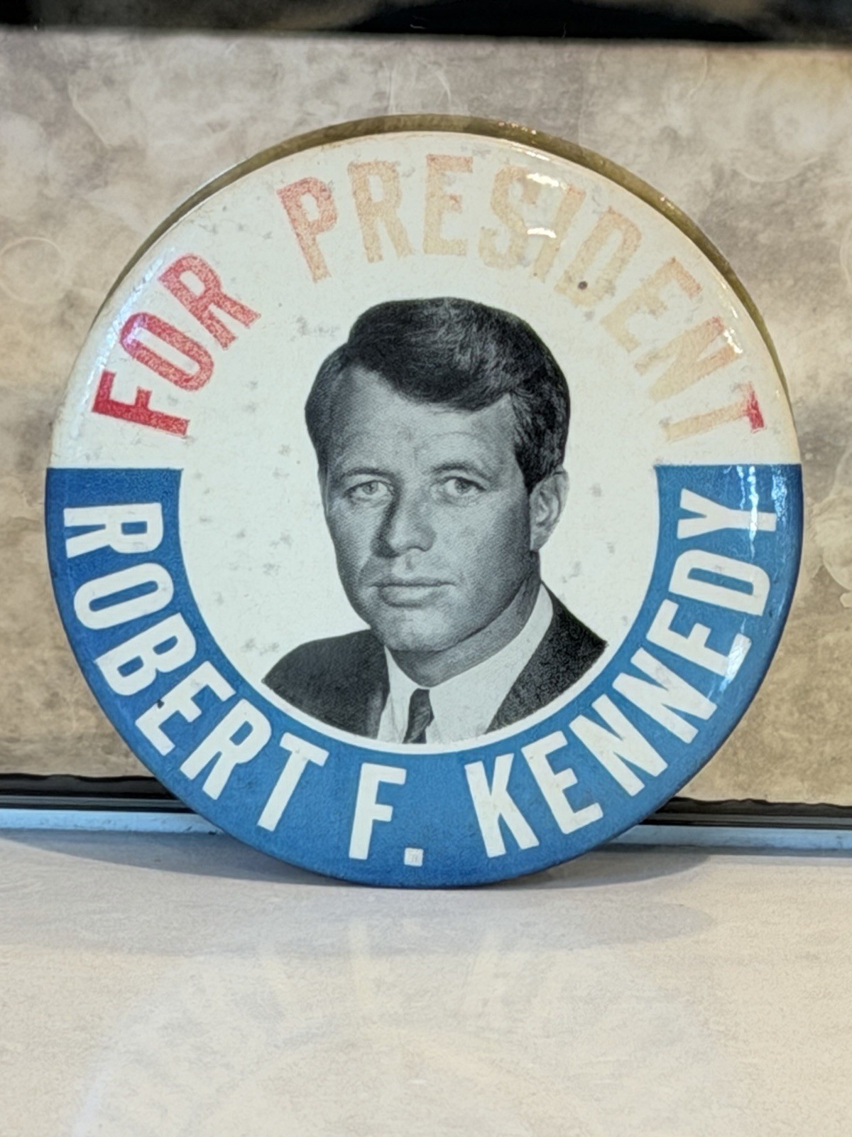 Original 1968 Robert F Kennedy for President RFK 3.5” Campaign Button Pin