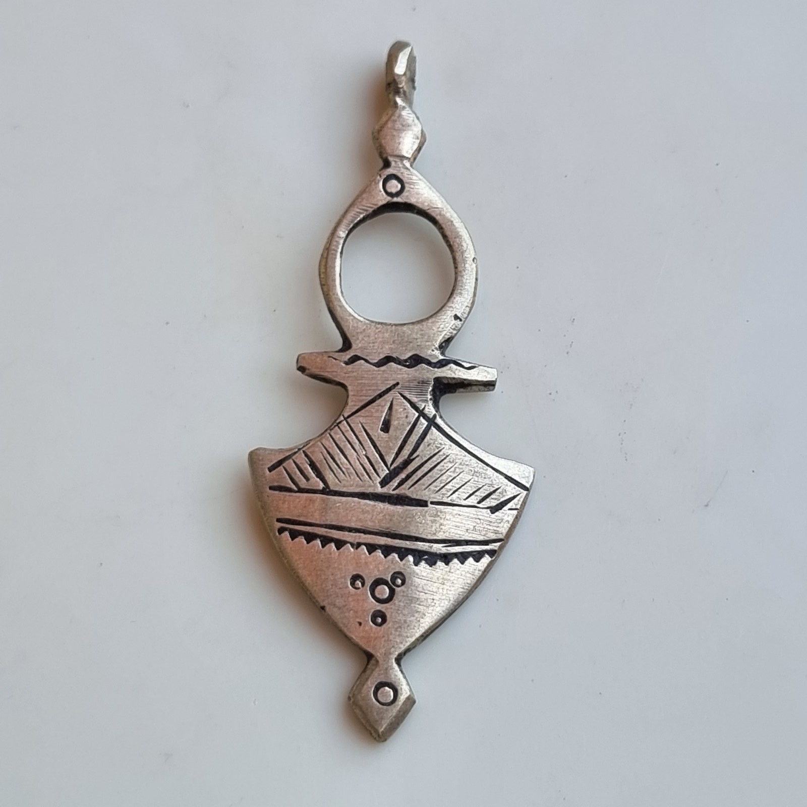 Ancient Antique Pendant Viking Norse Silver engraved Amulet