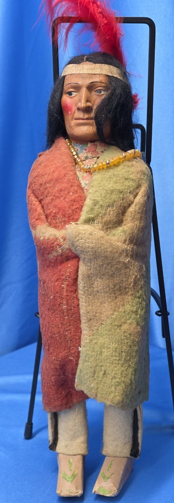 Vtg Skookum Native American Indian Male Man Doll Wool Blanket and Beads 11.5\