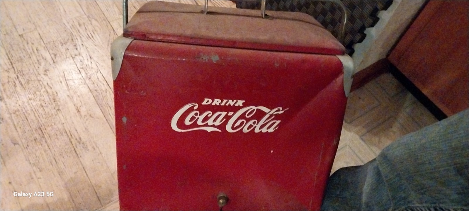 Coca-Cola Vintage Red Metal Cooler with Removable Tray, Soda Theme