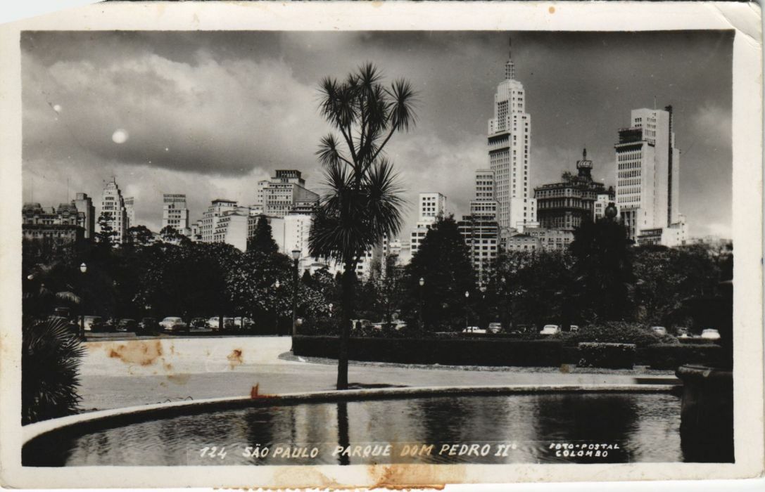 Old postcard AK Sao Paulo Parque Dom Pedro II BRAZIL (1085092)