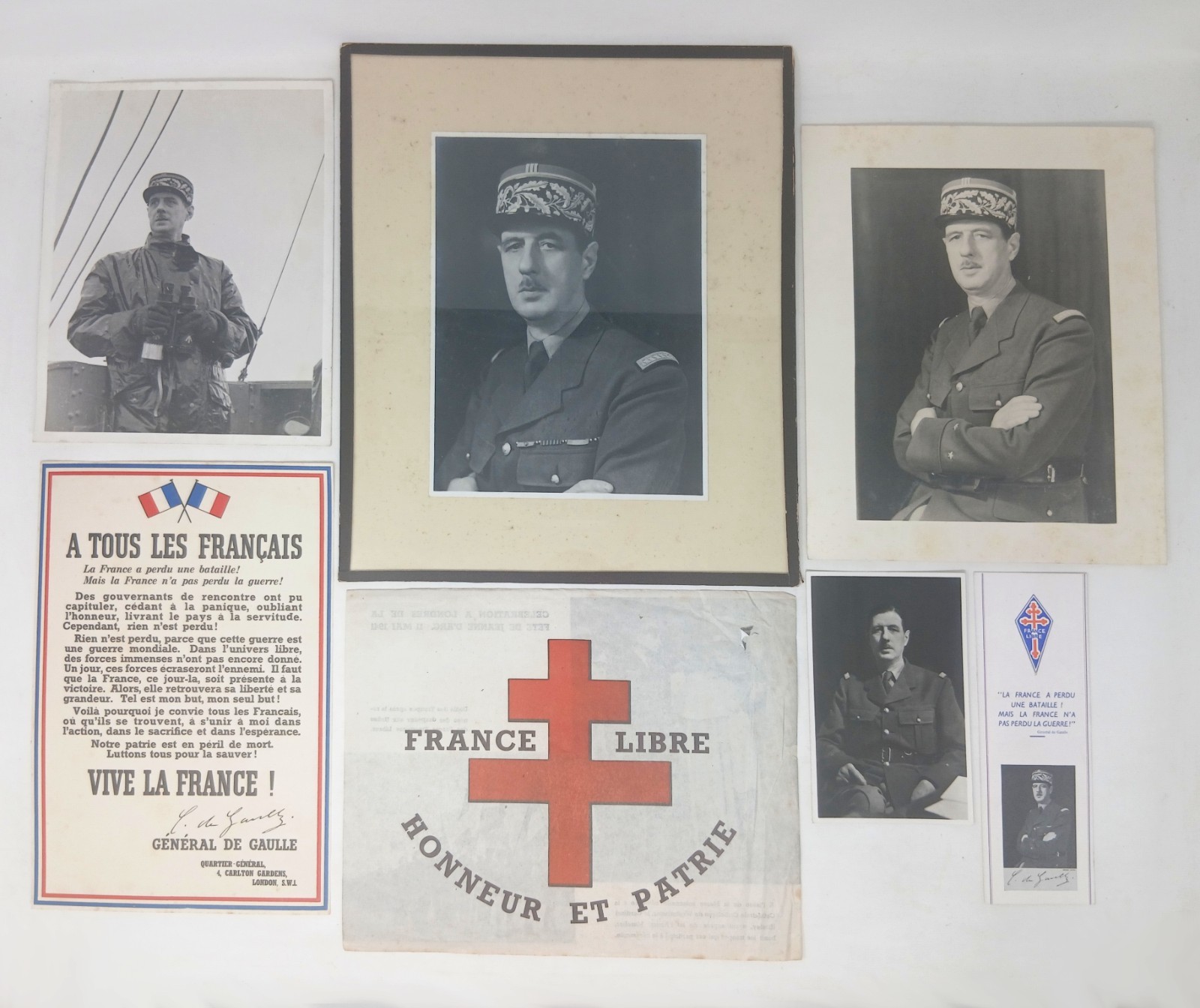 WW2 De Gaulle A Tous Les Francais Leaflet + Free French Photos France Libre 1940