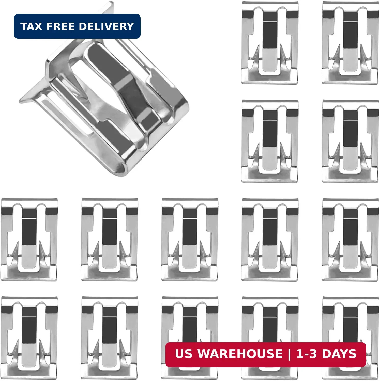 15PCS Car Trim Panel Metal Retainer Clip, Universal U-Shaped Car Dashboard Conso