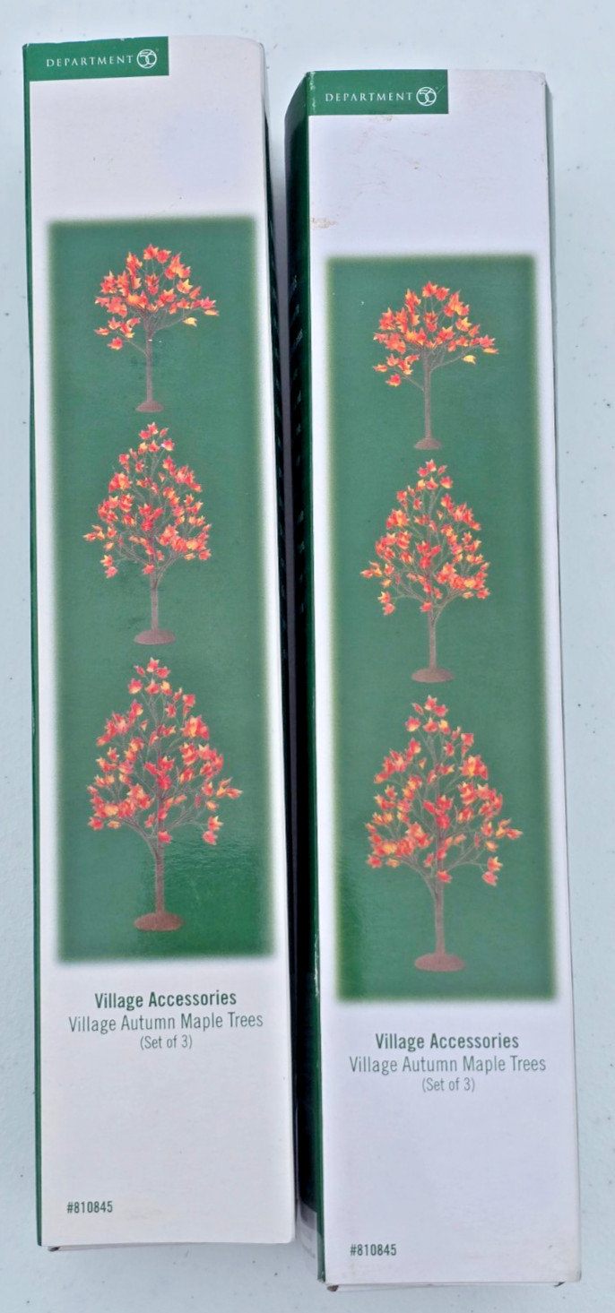 2 Boxes, 6 Pieces Department 56 Village Autumn Maple Trees 2008 Halloween Fall