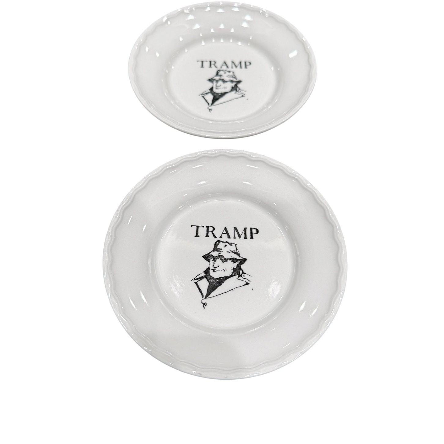 Vintage Mason’s TRAMP London Nightclub Dishes Pair White Ceramic Made in England