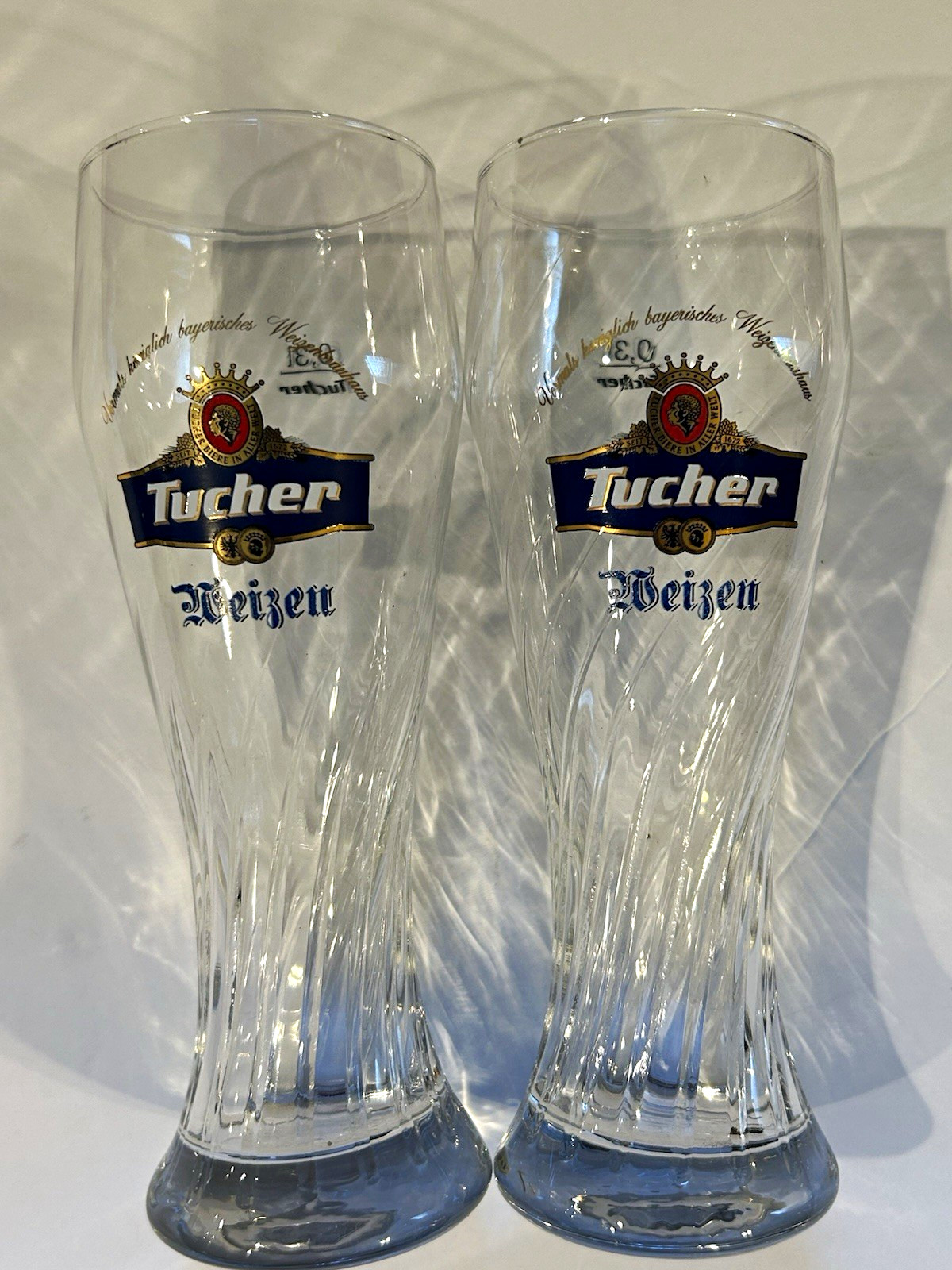 2pk Vintage Tucher Weizen Beer Glass 0.3L Germany Weissbier Pilsner Barware 