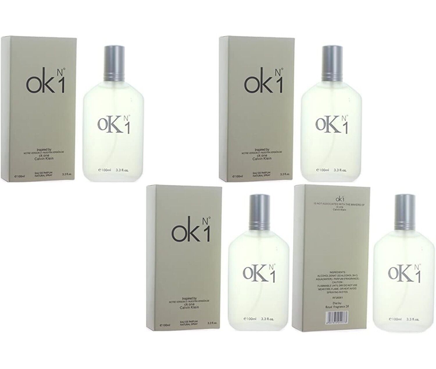 4pcs Perfume for Men OK1 UNISEX EDT Natural  Cologne Fragrance Spray 3.3oz