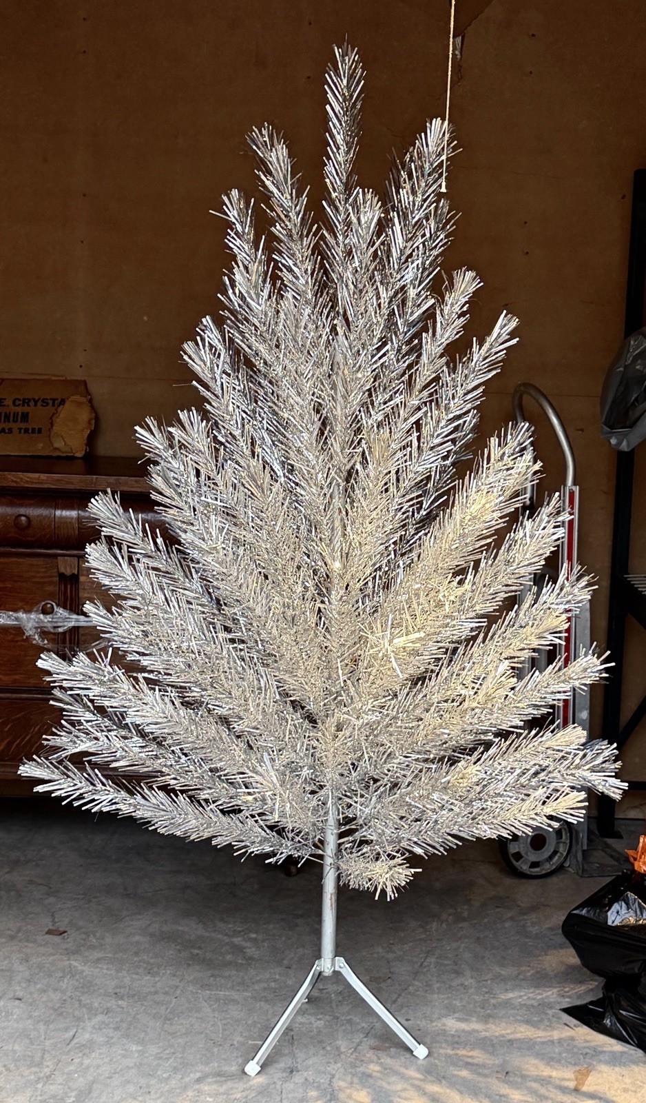 FABULOUS 6 Ft  4” Vintage “ Angel Pine Crystal Aluminum Tree “ 63 Branches 1950s