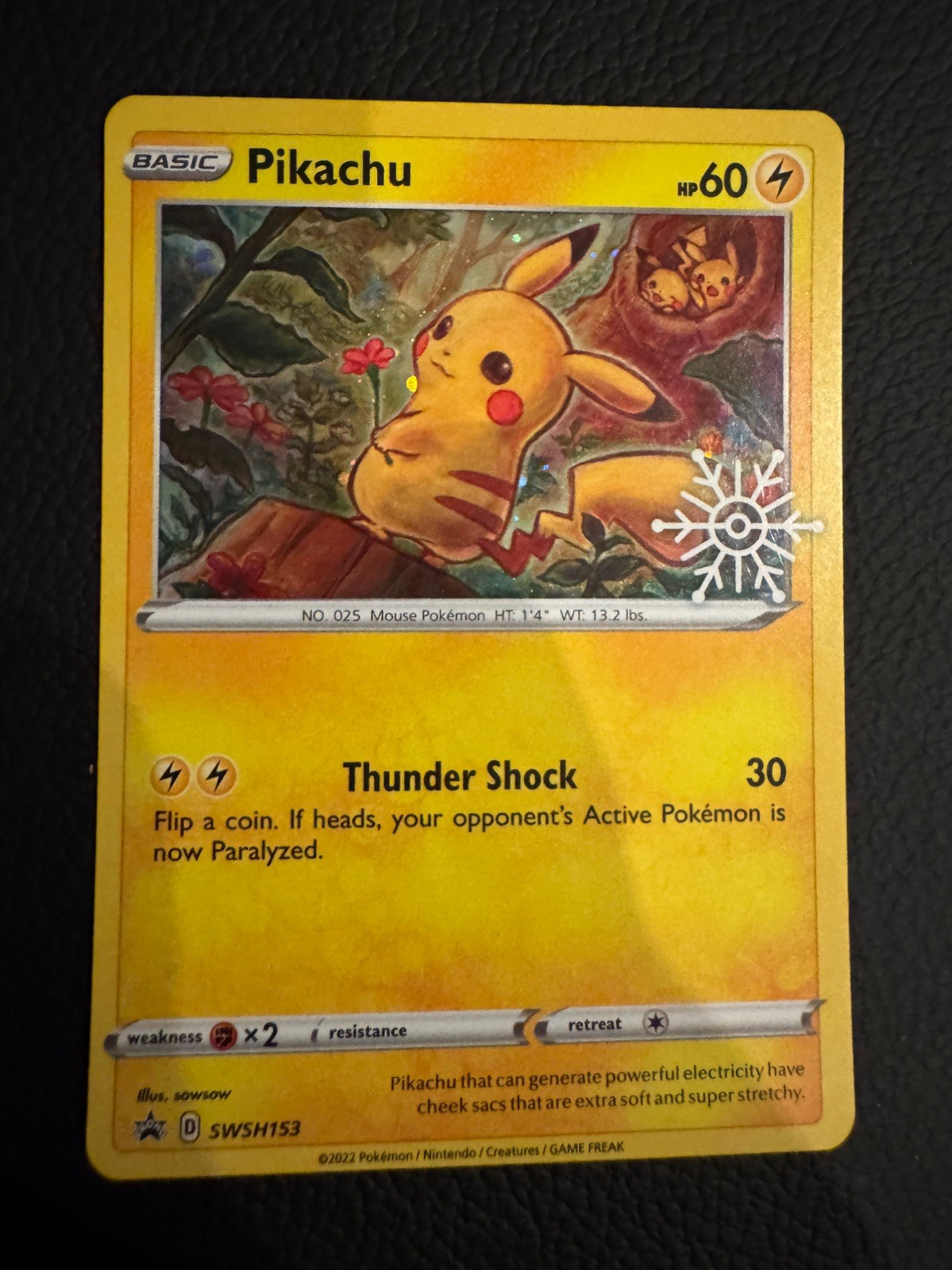 Pikachu SWSH153 Holiday Calendar Snowflake Stamped Promo NM Condition
