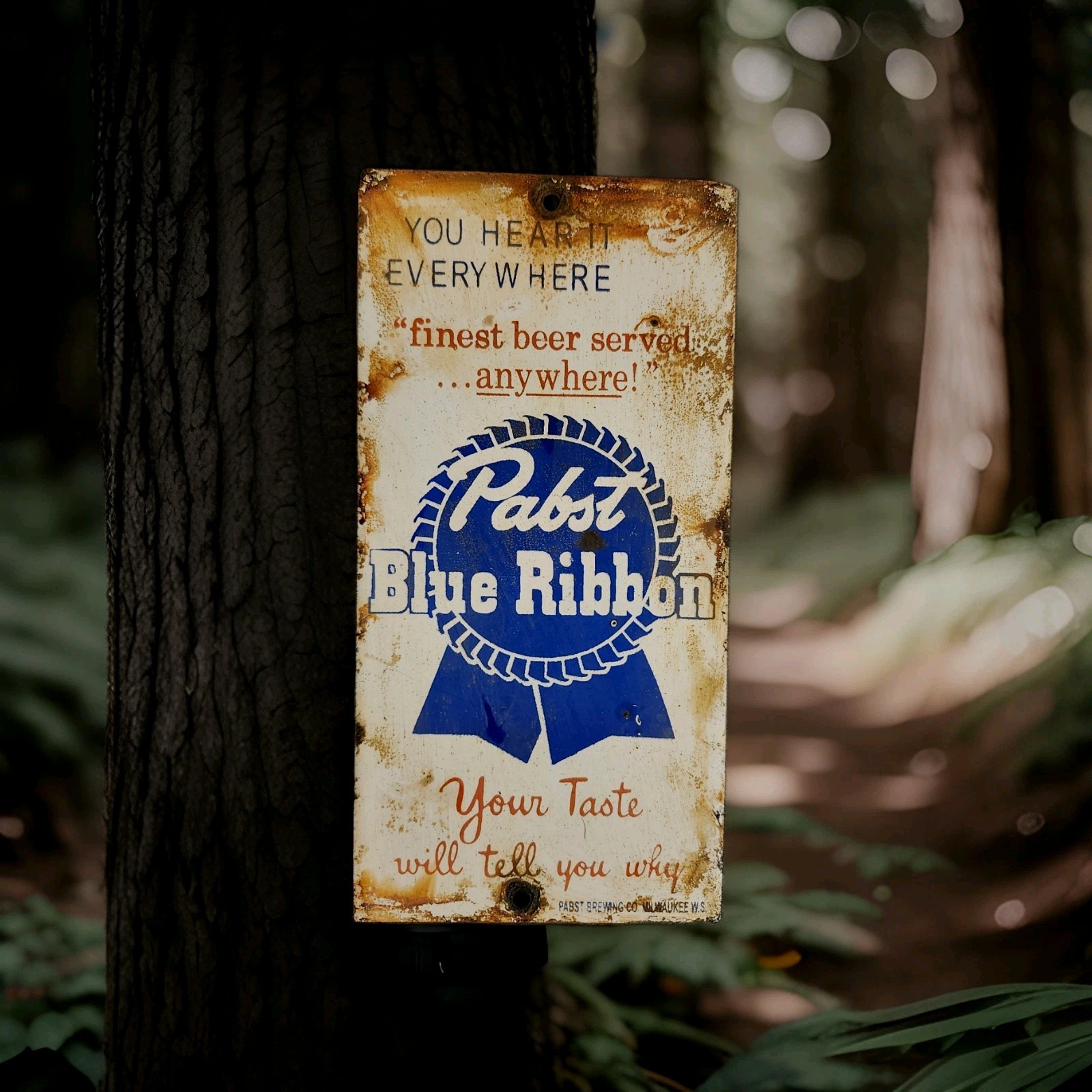 Vintage Pabst Blue Ribbon Beer Sign Porcelain Iroquois Schlitz Redtop Jax Piel's