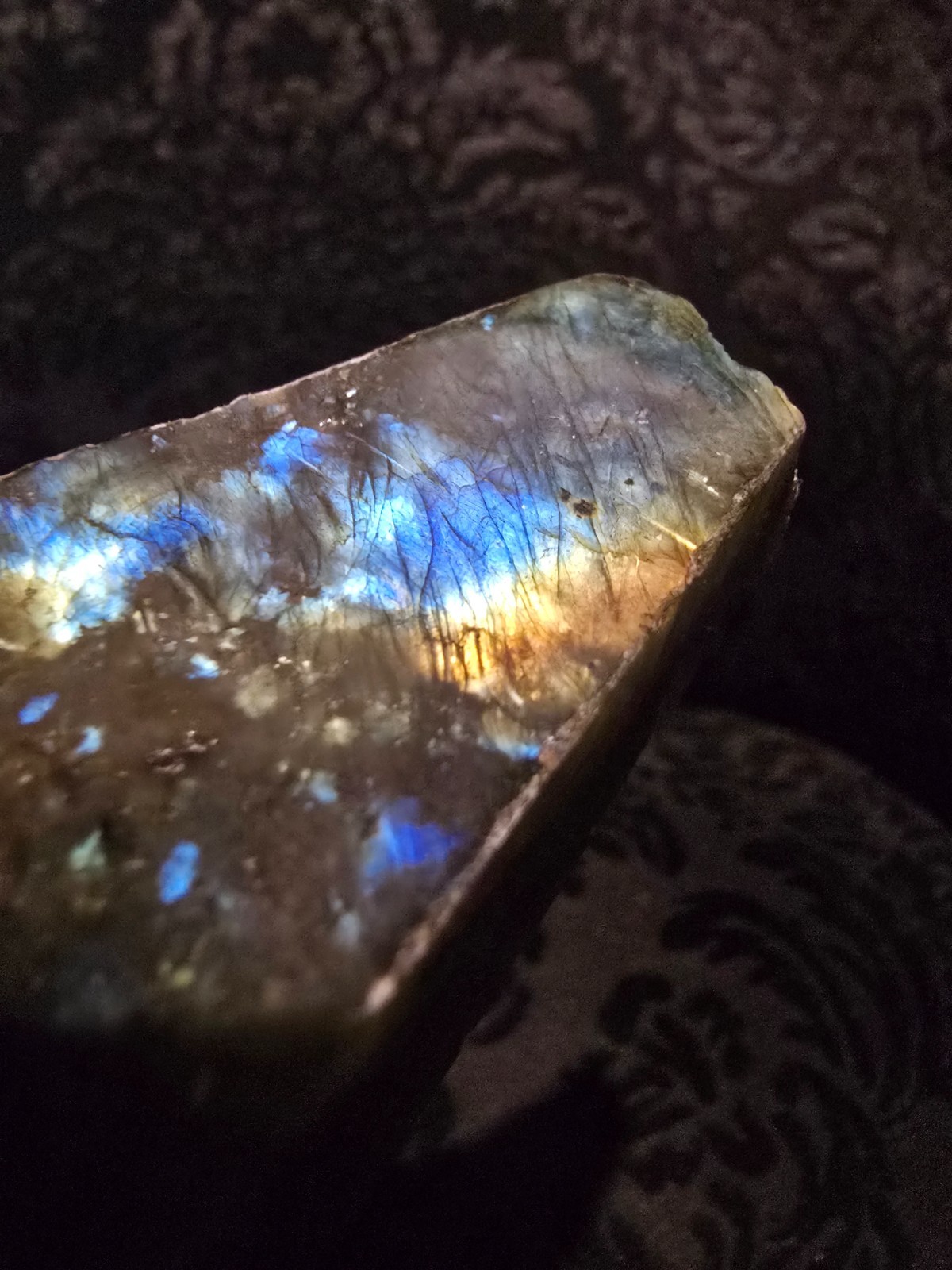 Large Flashy Labradorite Polished Pocket Stone 3 x 1.5 Natural Mineral Specimen