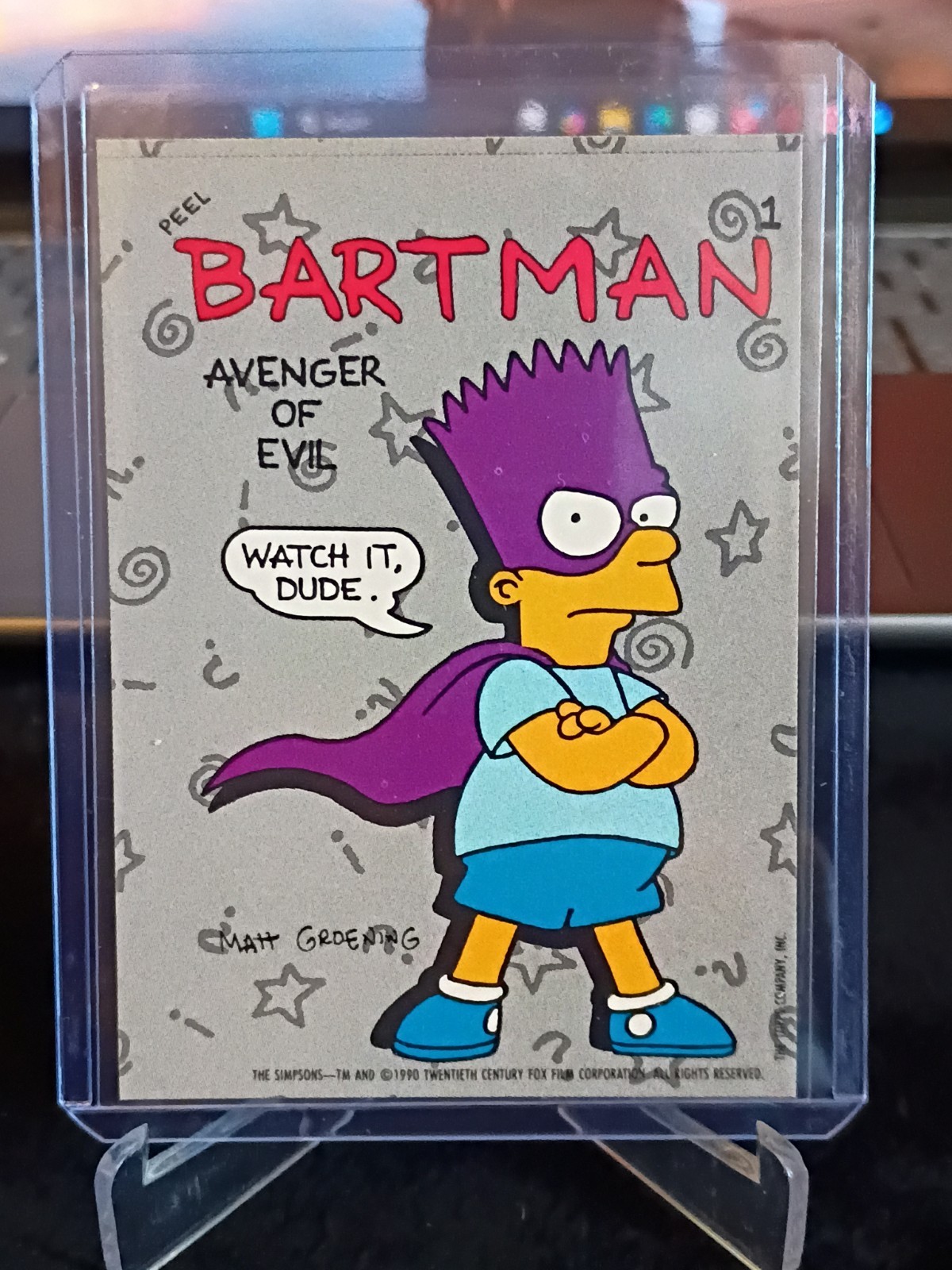 1990 Topps The Simpsons-Bartman #1 Sticker/Look Pics & Read Description......
