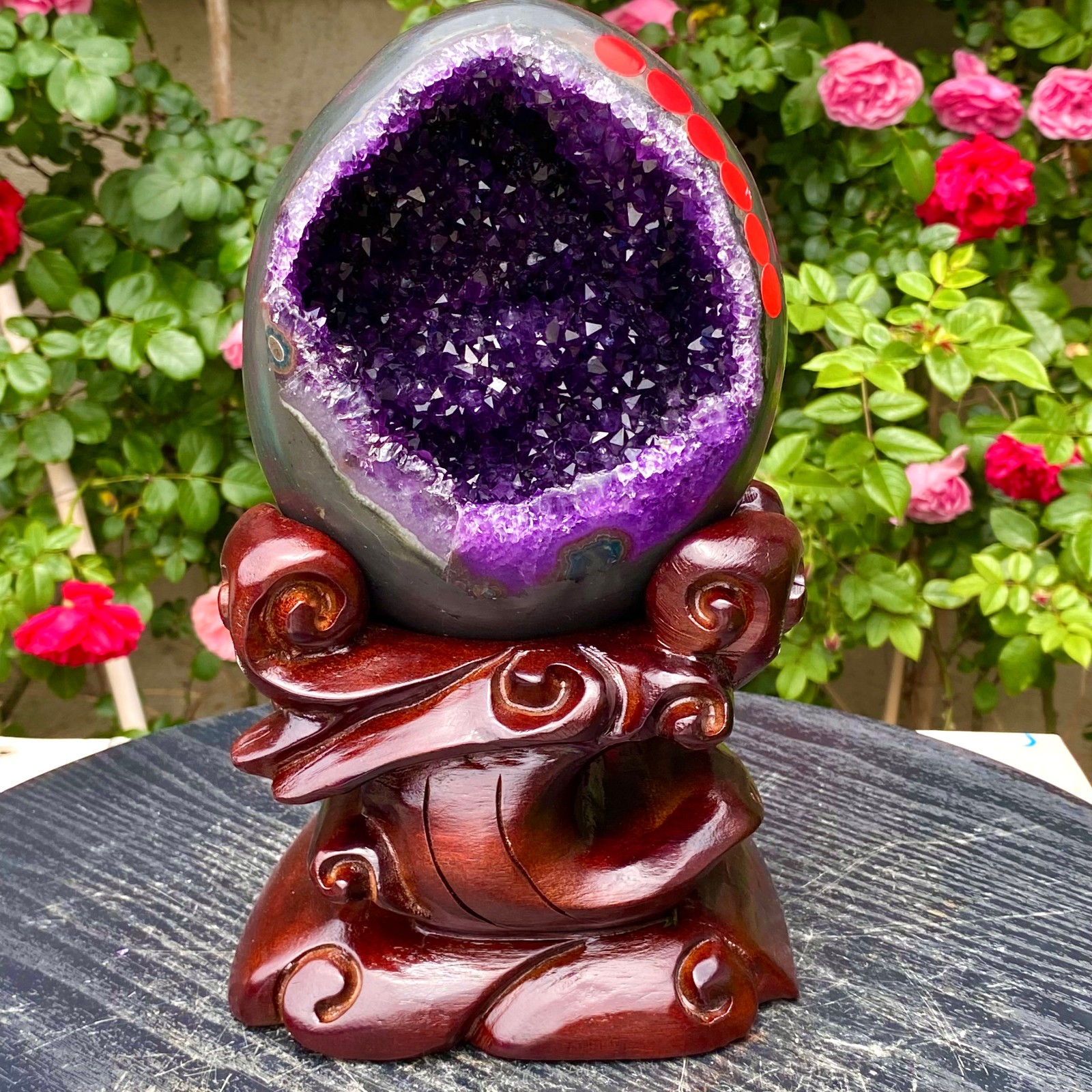 5.5LB High quality Natural Amethyst geode quartz crystal Dinosaur egg healing.5