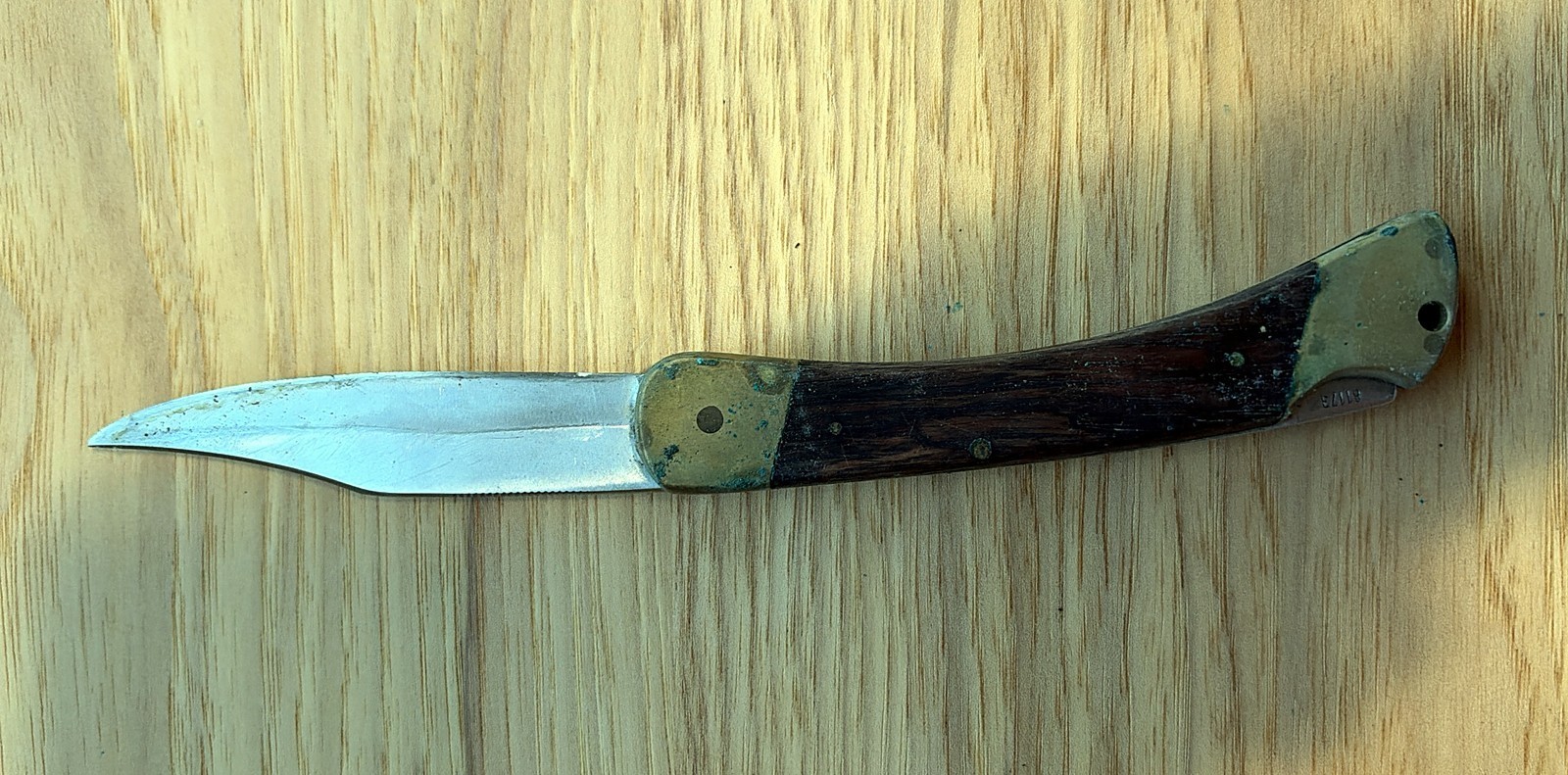 Vintage 1971 Puma 970 Game Warden Lockback Knife Germany Wood Brass w/ Sheath