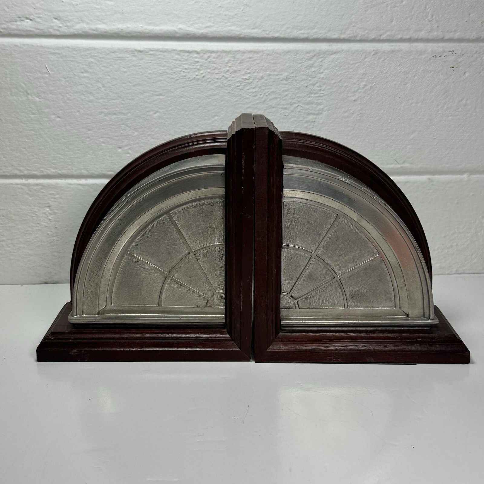 Kirk Stieff Pewter Monticello Bookends Thomas Jefferson Architectural Wood Pair