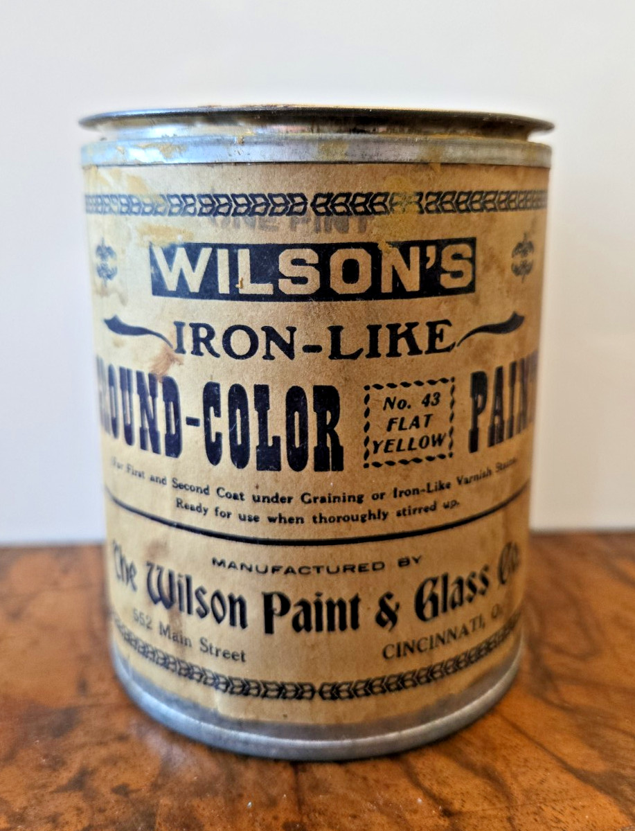 Antique Wilson's Iron-Like Ground-Color Paint Can Cincinnati OH Paper Label 1Pt