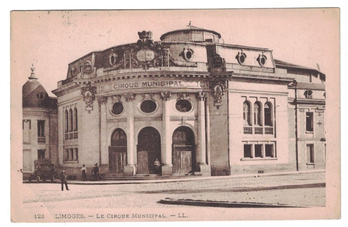 ANTIQUE 1919 LE CIRQUE MUNICIPAL CIRCUS BUILDING LIMOGES FRANCE POSTCARD