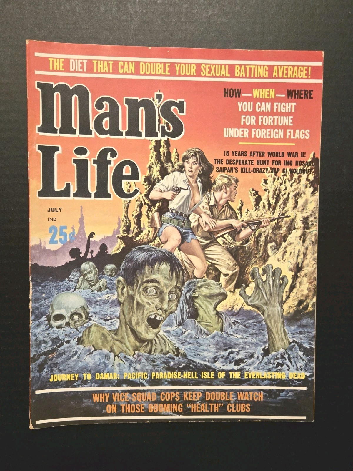 Man's Life July 1962 Amazing Girl Art -Horror Themed Zombie Cover Earl Norem