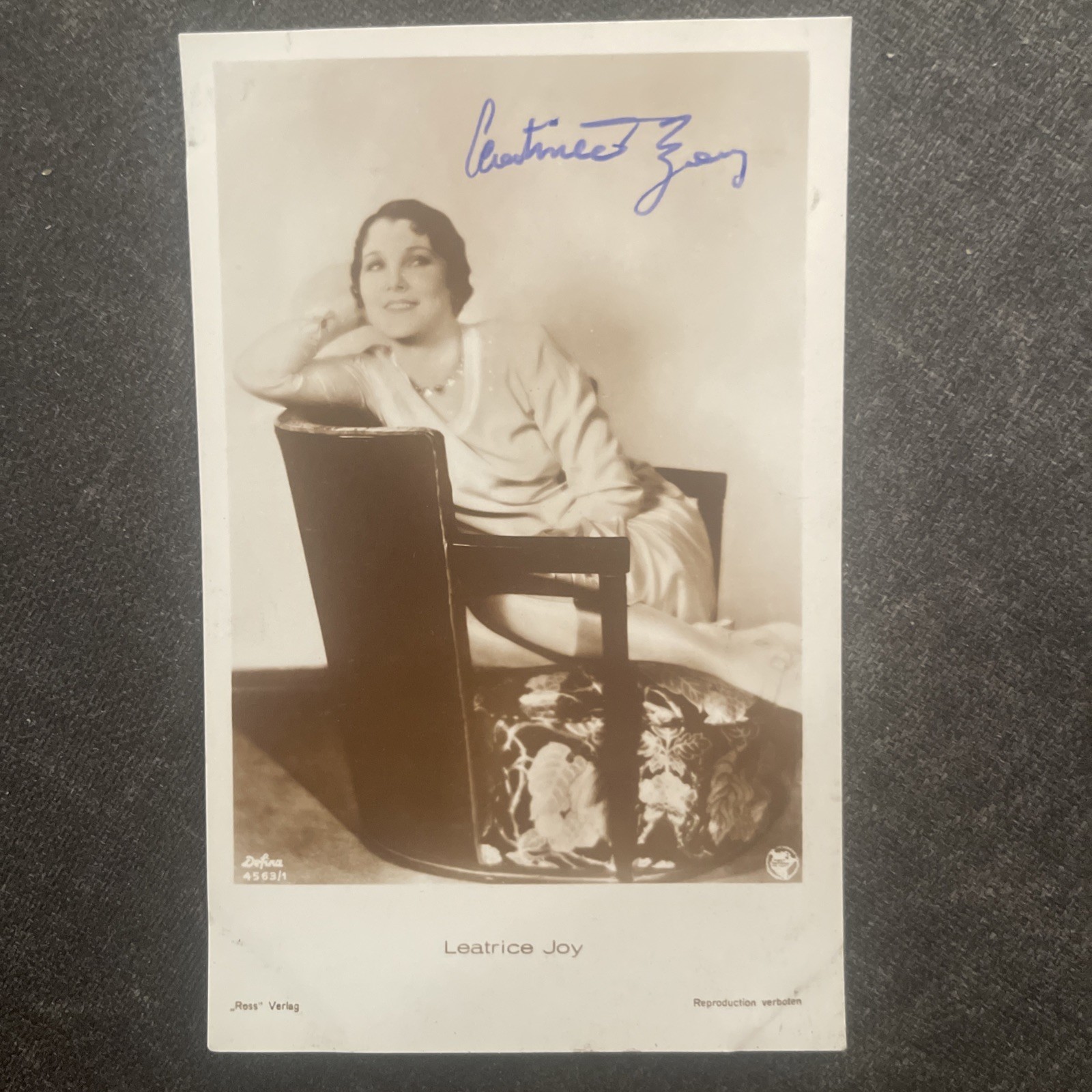 Vintage Movie Leater Joy Autograph Signature Dedication Postcard