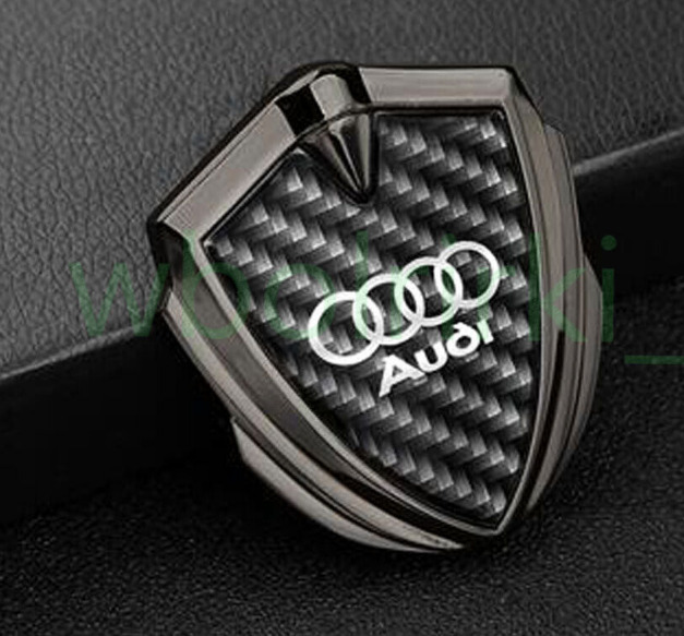 1 Pcs For Audi Black Car Carbon Fiber Emblems Side Window Badge Stickers