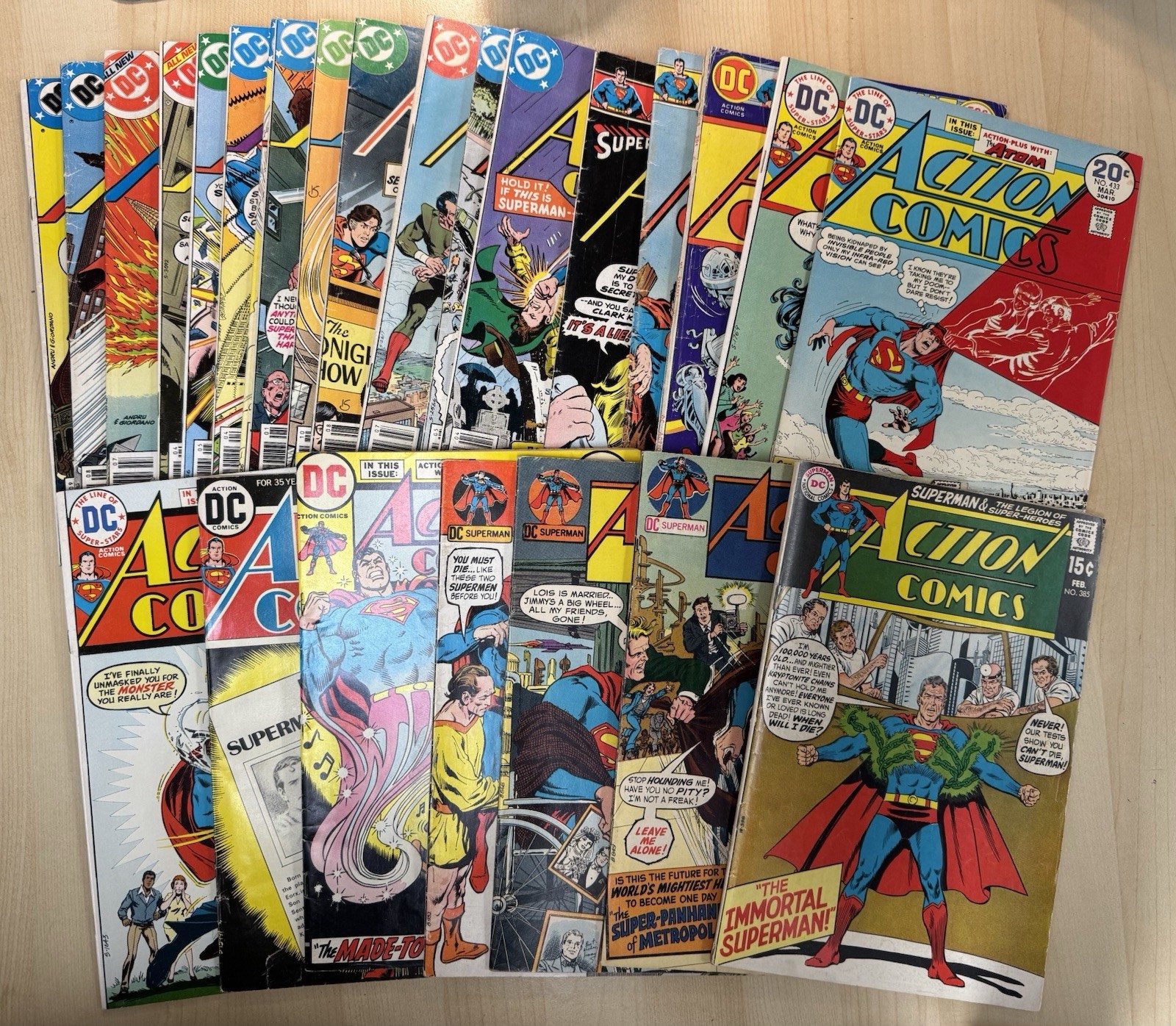 Lot 25x Action Comics DC Superman 15¢  Early Bronze 1969