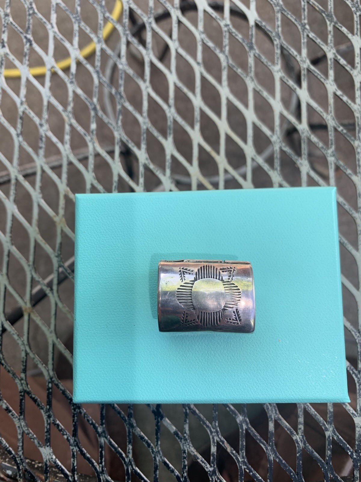 Early Rare Example of Navajo Sterling Silver Pill Box Trinket Box 