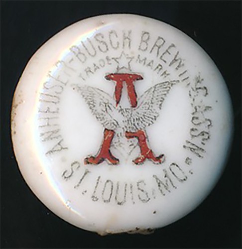 Pre-Prohibition Porcelain Beer Bottle Stopper Anheuser-Busch Assn. St. Louis, MO