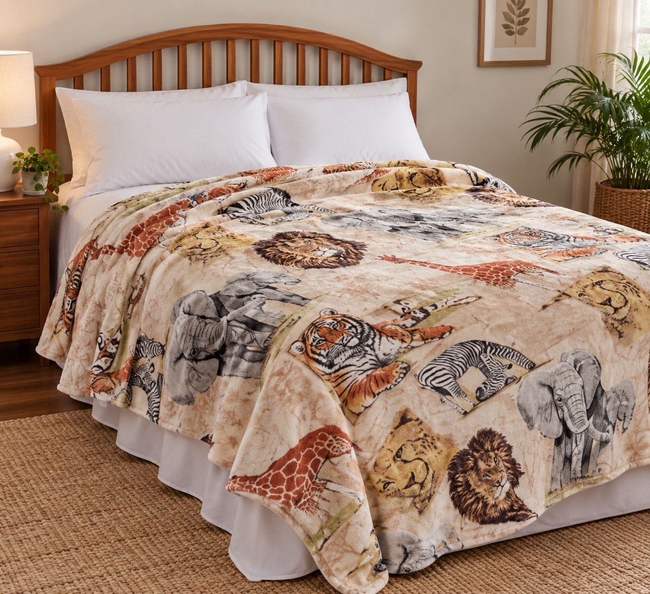 New Vintage Made In The USA Mainstay Safari Blanket Twin/ Full 72 \