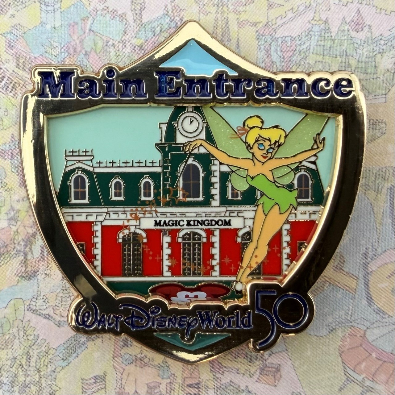 2021 WDW 50th Anniversary Attraction Crest Pin-Tinker Bell Main Entrance-LE 2000