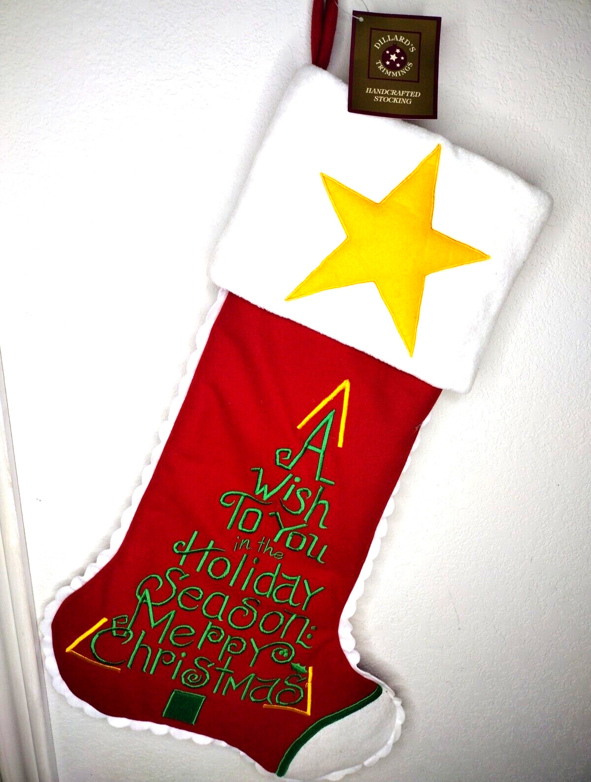 VTG Dillard's Jumbo Christmas Holiday Stocking Oversize 29 x 16