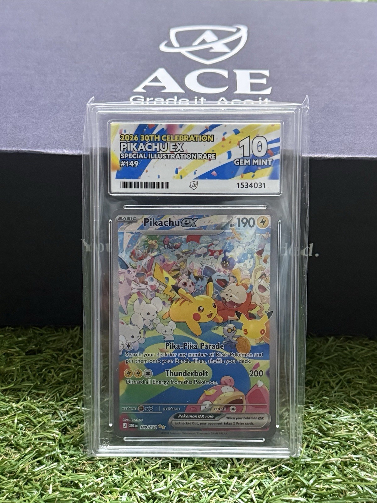 PokémonTCG:2026 30th Anniversary Pikachu ex SIR 149/128–ACE 10 Perfect Subgrades