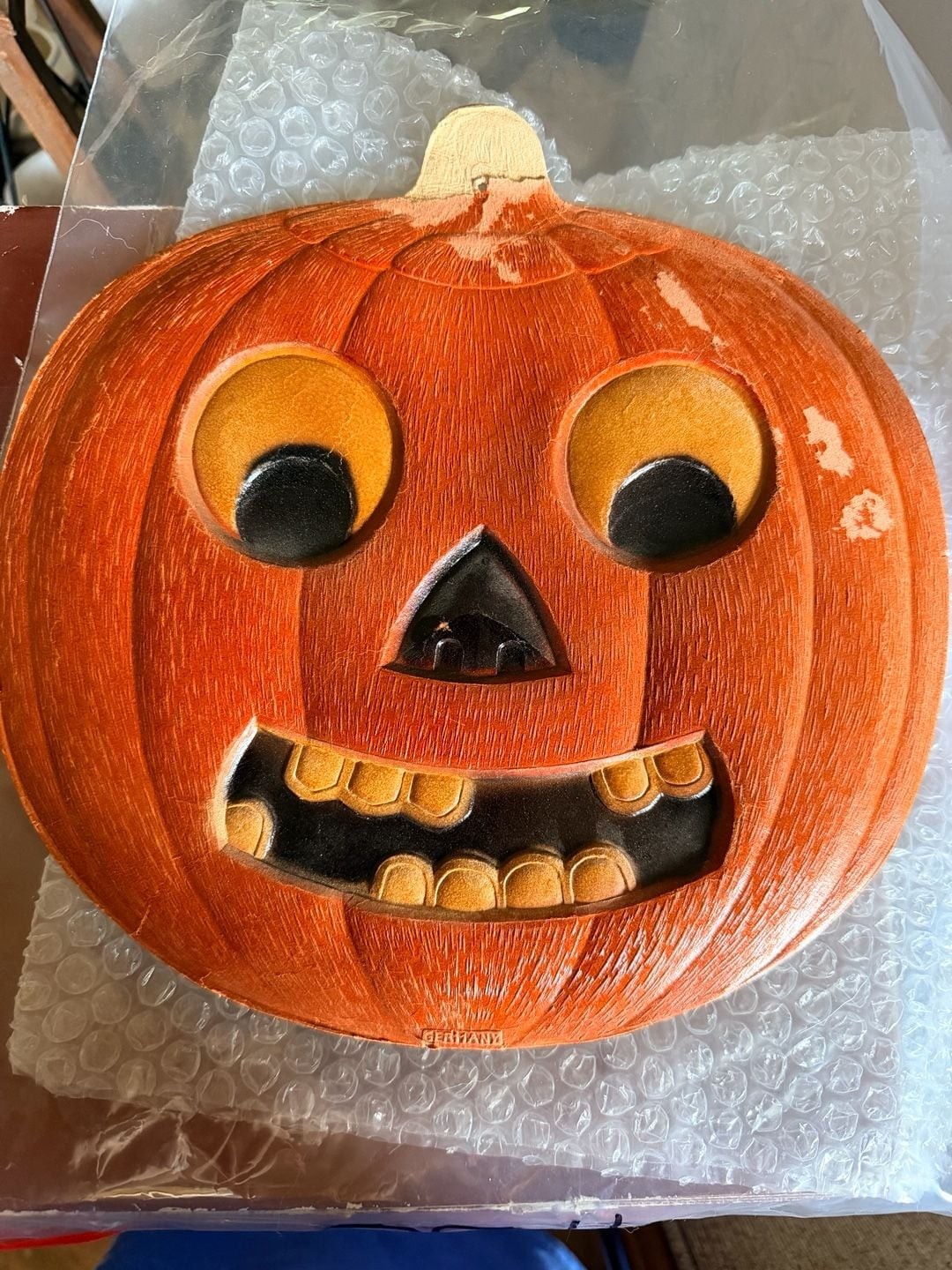 Antique 1930s German Halloween Pumpkin Diecut Large 10\