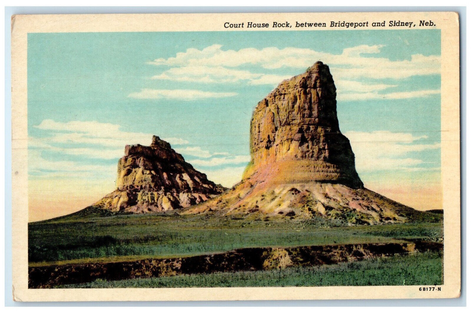 c1930\'s Court House Rock Between Bridgeport and Sidney Nebraska NE Postcard