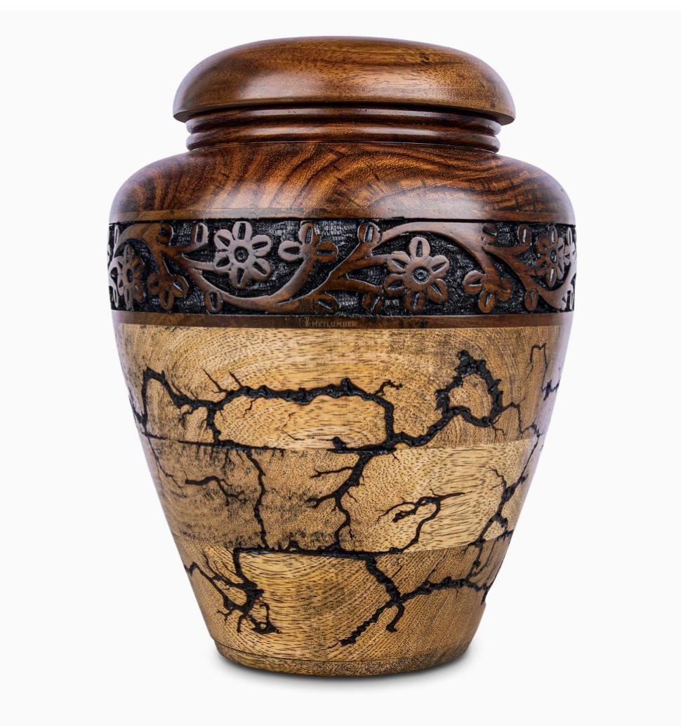 Wooden Cremation Urns for Human Ashes Male Female, Wood Burial Urn Up to 120lbs