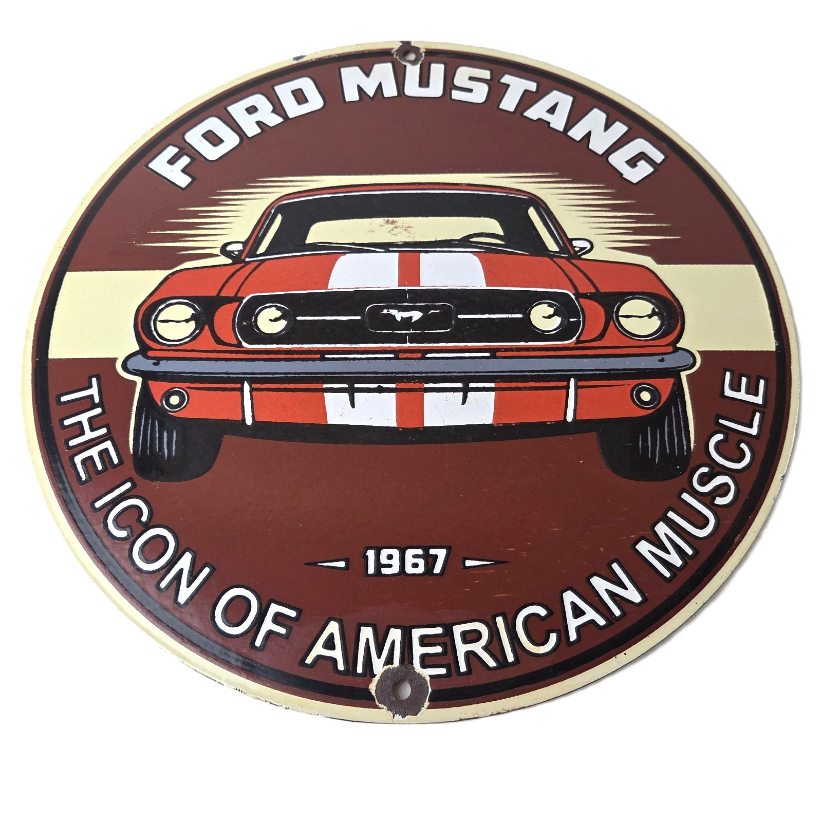 Vintage Ford Motors Sign - Mustang Gas Pump American Automotive Porcelain Sign