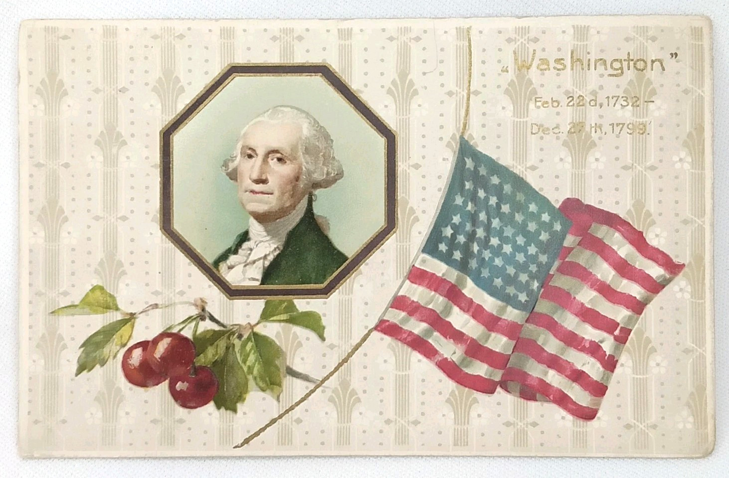Antique 1910s John Winsch George Washington Patriotic Postcard Pittsfield IL