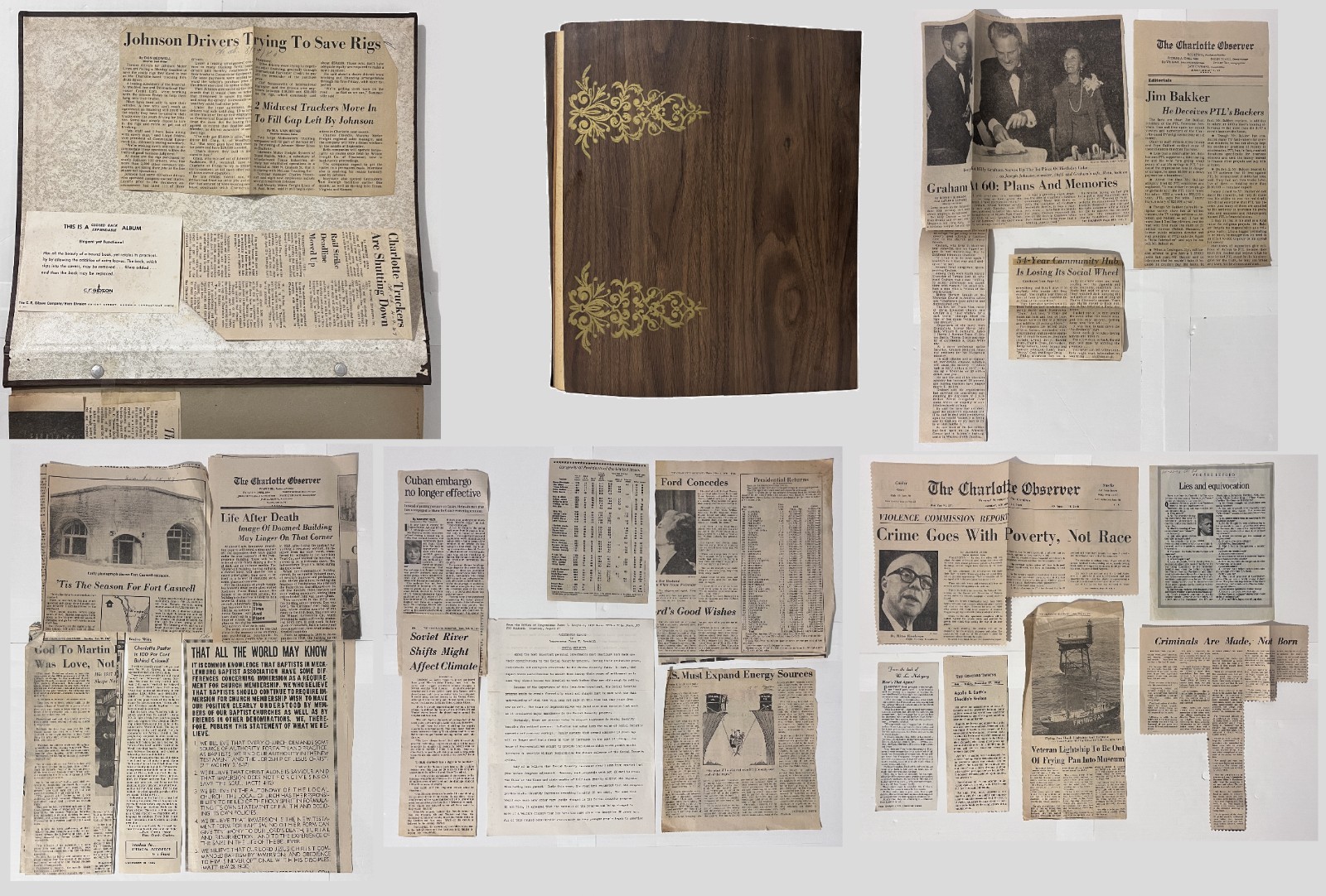 Huge Vintage NC History Scrapbook Album RFK Vietnam 50+ Clippings Lot Observer