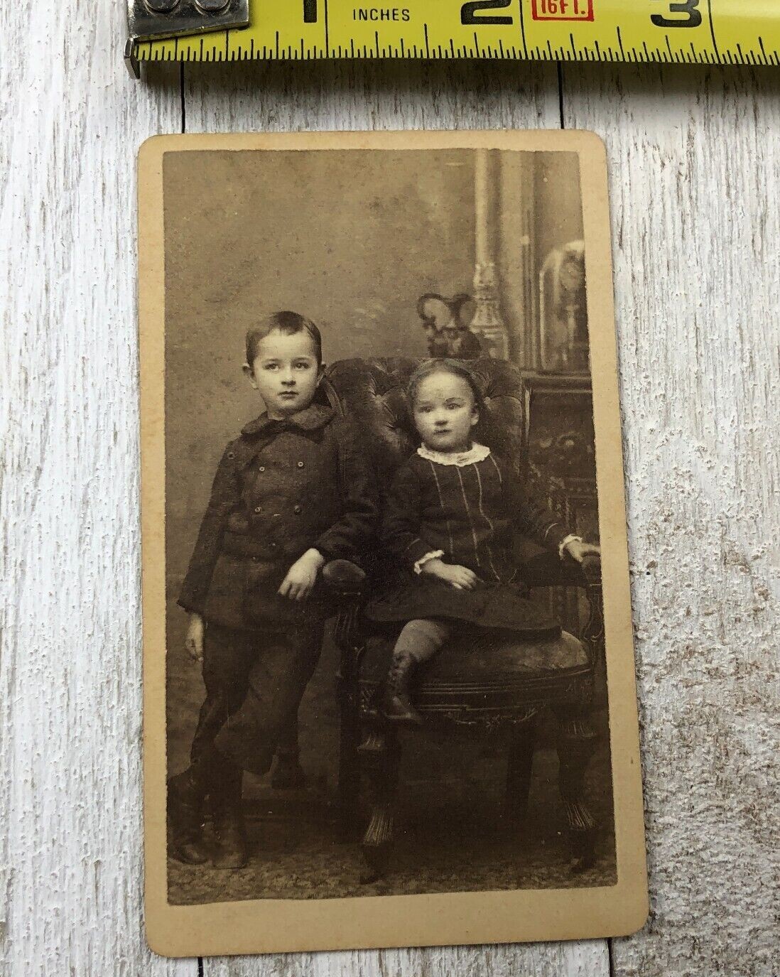 Syracuse, NY  Antique Early Victorian Photo CDV Children Boy Girl LIVING DOLLS