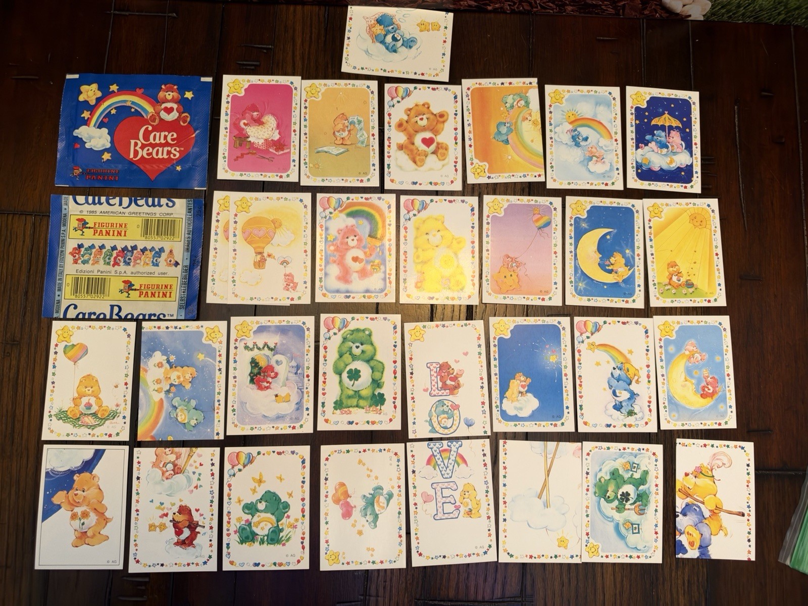 Vintage 1985 Care Bears Figurine Panini Amer. Greetings Trading Cards LOT +1 PKG