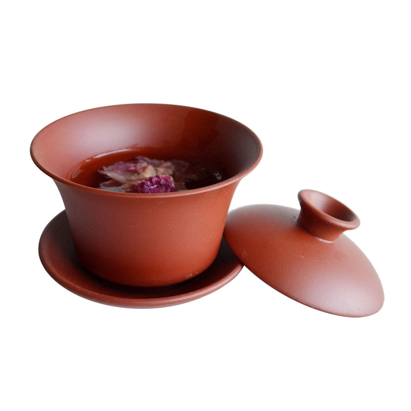 YXHUPOT Gaiwan Teacup Kungfu Tea bowl Zisha Red Clay black 4 Ounces,